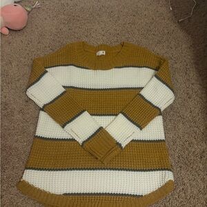 Striped Mustard and White Sweater